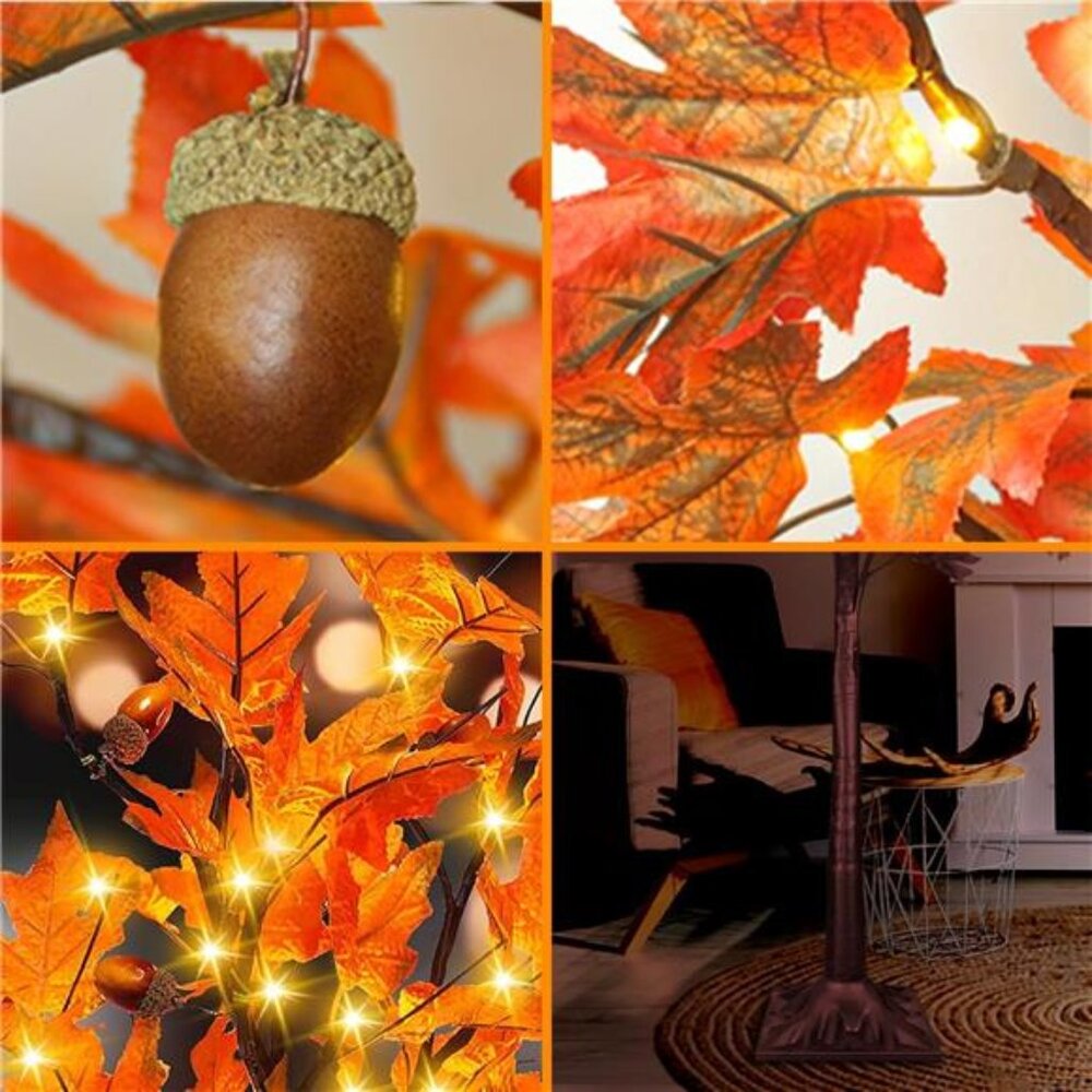 4FT LED Lighted‎ Fall Tree 60LEDs Maple Tree Light for Fall&Thanksgiving Decor, - Picture 5 of 8